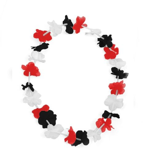 Sonia Originelli Blumenketten Hawaiiketten Party Fanartikel feiern Sommer EM WM 5 Stück Farbe: schwarz-rot-Weiss