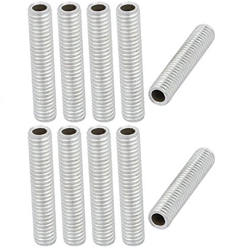 sourcing map 10Pack Lampenrohrnippel M6 Gewinde 30mm Hohl Reparaturteil Verzinkt silber