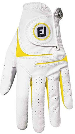 FootJoy WeatherSof Fashion Glove (Women's, Left, White/Yellow, Medium/Large)