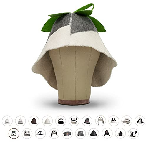 LoWell® Saunahut - Filzhut für Damen und Herren inkl. Sauna-Ratgeber - Ideales Sauna Zubehör für ein einzigartiges Wellness Erlebnis - Motiv Glöckchen (grün) - Saunamütze Saunakappe