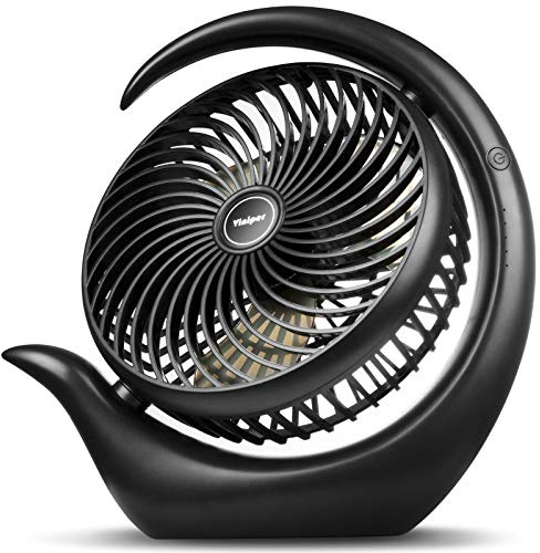 Viniper 8.7 inch Rechargeable Battery Fan, Portable Desk Fan: 180° Rotation, 3 Speeds, Black