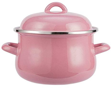 Casserole Dishes with Lids Small Casserole Dish Binaural Shallow Induction Casserole With Tough Enamel Coating (Pink)