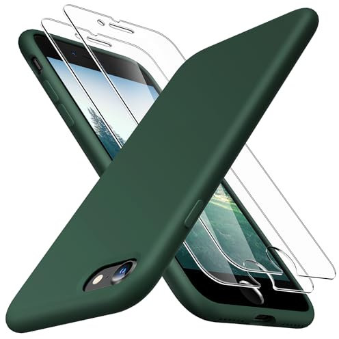TOCOL Silicone for iPhone SE Case, Liquid Silicone Multi-Color Slim Silky-Soft Touch Anti-Scratch Shockproof Protective Phone Cover, Alpine Green