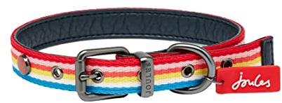 Rosewood x Joules Rainbow Stripe Dog Collar, Medium, with Adjustable Metal Buckle and Stylish Detail, Trendy, Durable Collar for Walking Medium Dogs