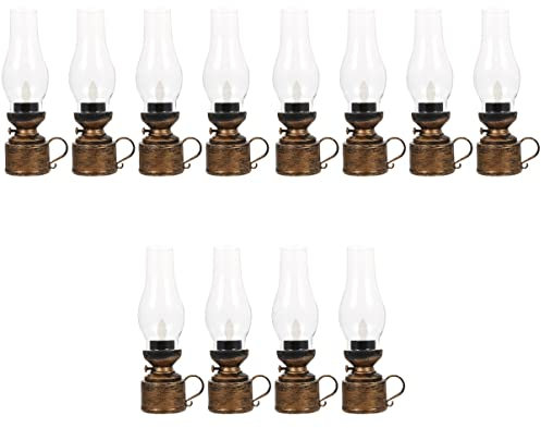 OSALADI 12 STK Led-öllampe Öl Brennende Laterne Klassische Öllampe Öllaterne Für Drinnen Retro-petroleumlaterne Dekorative Laternen Für Wohnkultur Amerikanischer Stil Plastik Ornamente