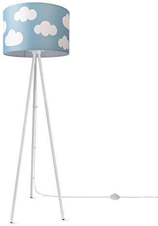 Paco Home Stehlampe Kinder Mädchen Junge Leselampe Kinderzimmer Lampe Stativ Stehleuchte Lampenschirm Stoff Rund E27 Sterne Mond Wolke Babyzimmer