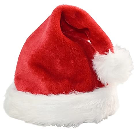 Ram® 1 Piece Deluxe Plush Christmas Santa Hat For Adults And Kids Christmas Party Hat With Fur