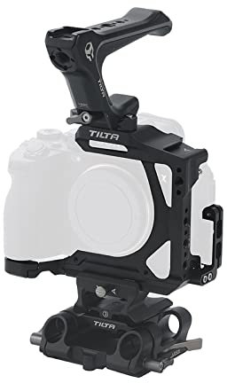 Tilta Kit de media jaula de cámara a7R V Pro con mango superior, adaptador de placa base LWS, accesorio de riel NATO - Negro TA-T46-B-B