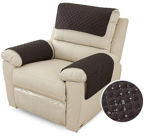 Sesselschoner Für Relaxsessel Mit Armlehnen, Sesselbezug Mit Taschen Für Fernsehsessel, Wasserdicht & rutschfest Möbelschutz für Sofa, Stuhl (1 Sitzer,Schwarz)