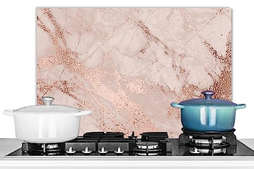 KitchenYeah© Pannelli Paraschizzi x Cucina Lastra in Alluminio 60x40 cm Alzatina Paraspruzzi Pannello per Cucine Marmo - Rosa - Lusso - Aspetto del marmo - Glitter - Design