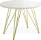 WFL GROUP Runder Ausziehbarer Esstisch - Loft Style Tisch mit Goldenen Metallbeinen - 100 bis 180 cm - Industrieller Glamour Tisch für Wohnzimmer - Spacesaver - Weiß Marmor - 100 cm