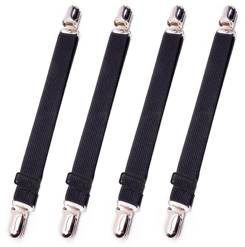 DIAONIAN 4 Stück Lakenspanner,Bettlakenspanner,Bettlaken Spanner,Spanner für Bettlaken,Bettlaken Spanngurte,Betttuchspanner,Bettlakenspanner Verstellbar,für Bettlaken,Sofa,30cm-100cm (Schwarz)