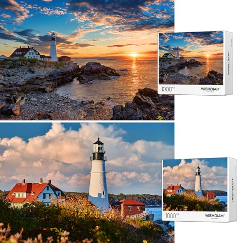 2 Pack Puzzles für Erwachsene, 1000 Teile Leuchtturm-Puzzles, Puzzles für Erwachsene ab 1000 Teile, Puzzles Geschenke für Frauen & Mutter & Lehrer, Valentinstagsgeschenke