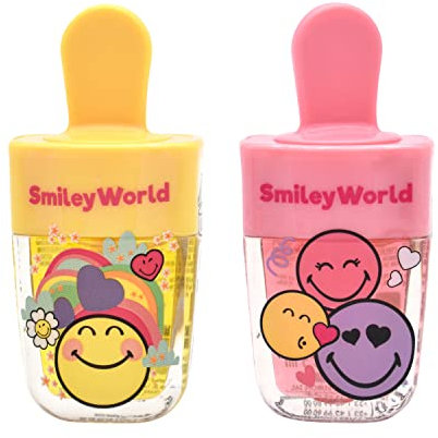 Smiley Lipgloss Set-2X5ml-Fruchtige Sorten für glänzende Lippen mit Erdbeer und Ananasduft -Lipgloss für kinder- Hydrating Lip Glow, Lang anhaltend- ideal für unterwegs