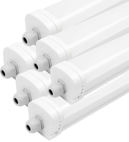 6-Pack LED Feuchtraumleuchten, LED Licht, Tageslichtlampe, Deckenleuchte, Deckenlampe Lang, Innenleuchte, Außenlampe, 150 cm, Samsung LED, IP65, 48W, 140 lm/W, 4000K, Verlinkbar, 5 Jahre Garantie