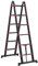 HOMCOM Escalera de Aluminio Plegable 2 Formas de Uso Retráctil Portátil Escalera Telescópica 12 Escalones Antideslizantes Carga 150 kg 379x67,5x11 cm Negro y Rojo