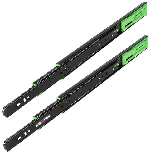 KOTARBAU® Schubladenschienen 400mm Push to Open Schubladenauszüge aus Stahl Schwarz Schwerlastauszug Schubladen Schienensystem Auszugsschienen Schiene Gleitschienen Teleskopschienen