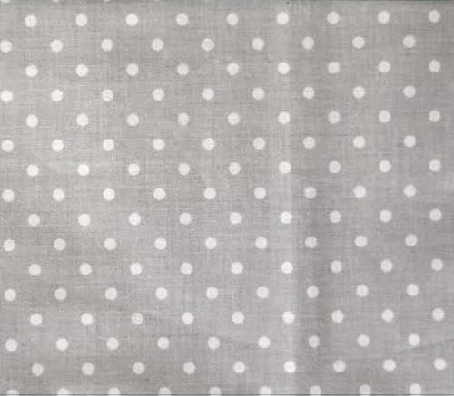 Textrend Baumwollstoff Stoffe Meterware - Stoff zum Nähen - 100% Baumwolle - Textilien 1x1.6m - Stoffe Meterware - Stoff mit weißen Punkten 4mm (Weiß auf grauem Hintergrund)