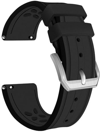 Korlexchi Uhrenarmband aus Fluorkautschuk für Herren Kompatibel Mit IWC Armband Für Big Pilot Uhren Bänder Für Portofino Armbänder Für Portugieser Für TOP GUN 20mm 21 22mm (22 mm, schwarz)