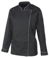METRO Professional Kochjacke, Polyester/Baumwolle, mit Langen €rmeln, Damen, Grš§e S, Schwarz/Grau