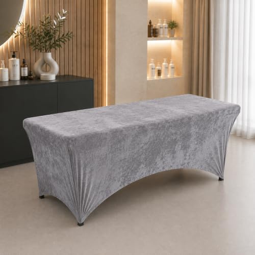 Untitled Verlängerter Liegenbezug für Massagebett | Bezug | Velours | Spannbetttuch für alle gängigen Kosmetikliegen Massageliegen Couches (Stahlgrau, 70 x 190 cm)