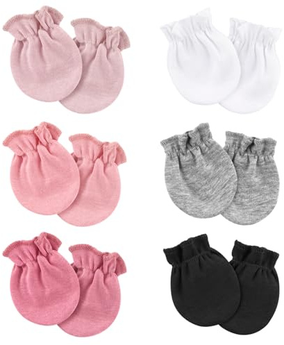 AQOKKA Newborn Baby Mittens No Scratch Cotton Elastic Wrist Gloves Infant Toddler Mittens for Baby Boy Girl 0-6 Months