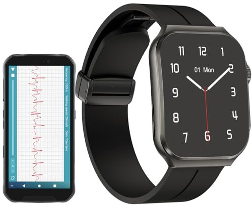 BIGCHINAMALL Powerful ECG Smartwatch with Bluetooth Call Monitors Heart Rate Blood Oxygen Saturation SpO2 Blood Pressure Sleep (Black)