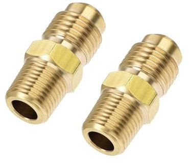 TOP-VIGOR Lot de 2 raccords de tuyau en laiton, mâle évasé 1/4 SAE vers filetage femelle 1/8 NPT, adaptateur de tuyau pour climatisation et réfrigération