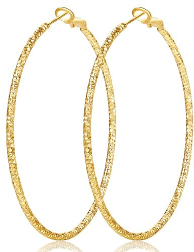 NEVEGE Creolen Gold 14 Karat Vergoldete Creolen Leichte Hypoallergene Große Goldene Creolens für Damen 20/30/40/50/60mm