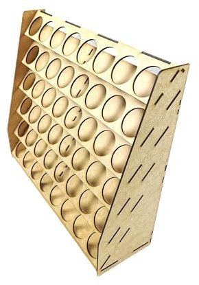 HobbyHold Farbregal Modellbau 48 Löchern - Holz Modellbau Zubehör - Paint Rack Lasergeschnitten 41mm - Paint Station Ideal für Tamiya und Humbrol Farben - Farbständer einfache Montage