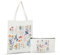 4MELLY Canvas-Tragetasche, ästhetisch, für Damen, niedlich, wiederverwendbar, Baumwollbeutel zum Einkaufen, 3 x Blumentasche, Medium