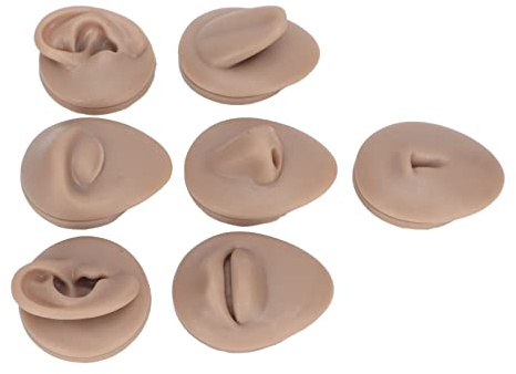 Körperpiercing-Übungsmodell, Simulation Silikon, Ohr, Auge, Nase, Mund, Zunge und Bauchnabel, Modell für Anfänger, Piercer, Dunkle Hautfarbe (Dunkler)