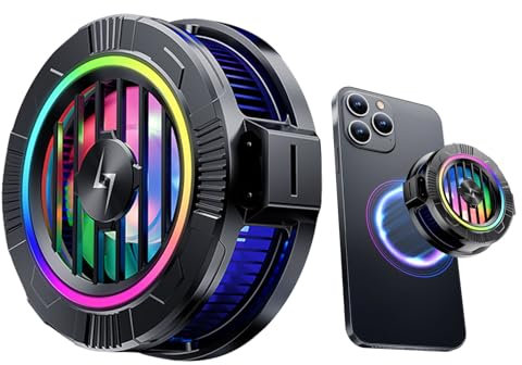 Magnetic Phone Cooler with Wireless Charging, Phone Cooling Fan for iPho-ne/And-roid/iPa-d/Tablet - Phone Radiator for Gaming, Magnetic Phone Radiator, Playing Game Quite Radiator Type C Charging