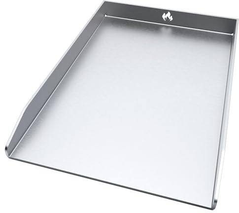 teileplus24 PLA5 Grillplatte Plancha aus V2A Edelstahl 30 x 40cm | Universal passend | Lebensmittel- und Spülmaschinen geeignet | Extra hohe Seitenränder, Größe:Universal 30x40 Flame