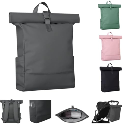 Kikkaboo Wickeltasche Jayden Rucksack Grifflänge einstellbar, Reißverschluss grau