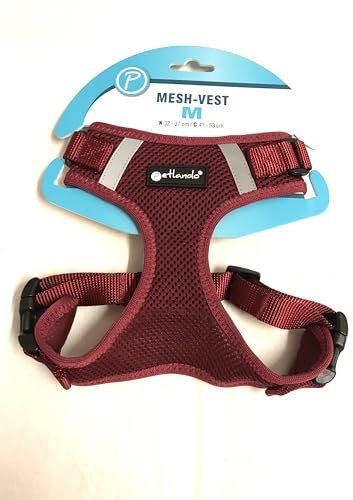 Petlando Hundebrustgeschirr Mesh-Vest Bordeaux M (Halsumfang 32-37 cm, Brustumfang 41-53 cm)