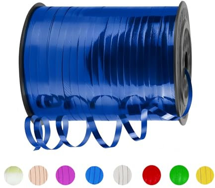 Geschenkband Blau 5mm Breit,450M Kräuselband Geschenkbänder,Glänzendes Metallband, Ballonschnur für DIY,Dekoband für Hochzeit Weihnachten Neujahr Geburtstag Geschenkverpackung Ballonverschlüsse