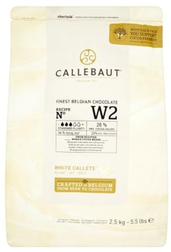 Callebauts W2 Belgian White Coverture Chocolate 2.5 KG Callets Melting Chocolate For Fountain (1x2.5kg)
