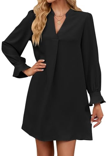 RoomTour Abiti da Donna con Scollo a V Manica Lunga Chiffon Abiti Donna