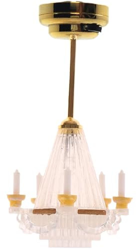 1PC Dollhouse Lights with LEDs 1:12 Scale Dollhouse Lamp Battery Operated Plastic Toy Models Realistic Dollhouse Chandelier for Dollhouse Indoor DIY Craft Accessories, Candle Chandelier