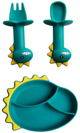GREENADSCAPE 3piezas Vajilla De Dinosaurios Vajilla Para Bebés Für Mikrowelle y Kühlschrank