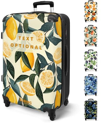 NoBoringSuitcases.com® Reisekoffer 67cm 72L Personalisiert - Großer Hartschalenkoffer mit Rollen, Leichtgewicht Trolley, Koffer Groß für 20kg Gepäck, Fruchtige Frische in 6 Designs, Für Flugzeug