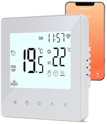 YUYTE Smartes Thermostat, Heizkörperthermostat, Raumthermostat, Digita Wandthermostat, 6+1 Programmierfunktion, Temperatursensor, Touch-Taste mit LCD-Display