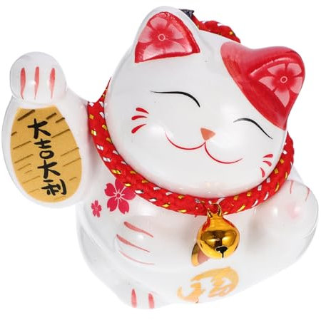 Zerodeko üße Glückskatze Dekoration Keramische Winkekatze Für Zuhause Schreibtisch Deko Weiße Farbgebung Glücksbringer Für Jedes Zuhause