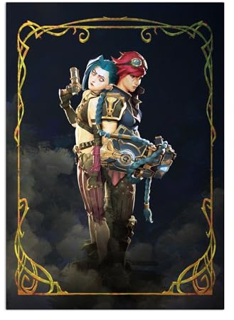 Displate Offiziell Arcane MetallPoster Magnetische Befestigung Inklusive Lizenziert Bilder Hochwertiges Poster Jinx and Vi Poster 67.5 cm x 48 cm