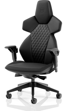 noblechairs Dawn Gaming Stuhl Schwarz – Ergonomischer Schreibtischstuhl mit klappbaren Armlehnen, Synchronmechanik, Kunstlederbezug, Lordosenstütze, Universalrollen