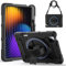 Gerutek Cover per Xiaomi Pad 7 / Pad 7 Pro 11.2 Pollici 2024, Custodia Robusta in Silicone Antiurto con Cavalletto Girevole 360 e Cinghia a Mano/Spalla/Portapenne per Xiaomi Pad 7 Cover, Nero