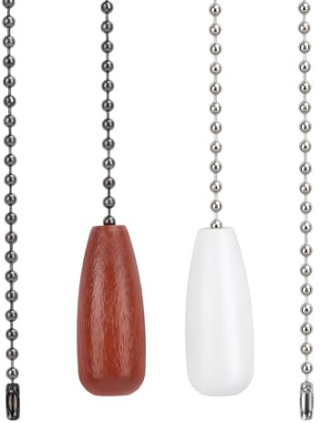 2pcs Ceiling Fan Pull Chain Extension, 12.68in White & Brown Light Pull Chain Extender Beaded Balls Fan Cord Handle Fan Pull Chain Pendant for Ceiling Fan Light Lamp Switch Decoration