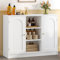 Hzuaneri Badezimmerschrank, Badschrank mit 2 Türen, Küchenschrank, Aufbewahrungsschrank, Sideboard mit 3 offenen Staufächern, verstellbare Ablage, Badezimmer, Küche, 30 x 100 x 81,5 cm, weiß SC21203X