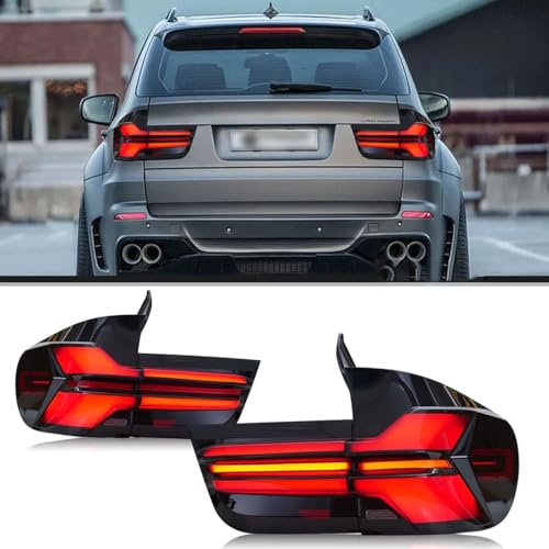 YYQWEE Rückleuchten für BMW X5 E70 2007 2008 2009 2010 2011 2012, Auto-Rücklicht Bremsleuchte Blinker Rückleuchten Baugruppen, Auto Zubehör
